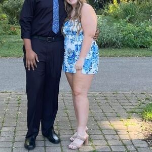 Strapless Blue and White Floral dress
